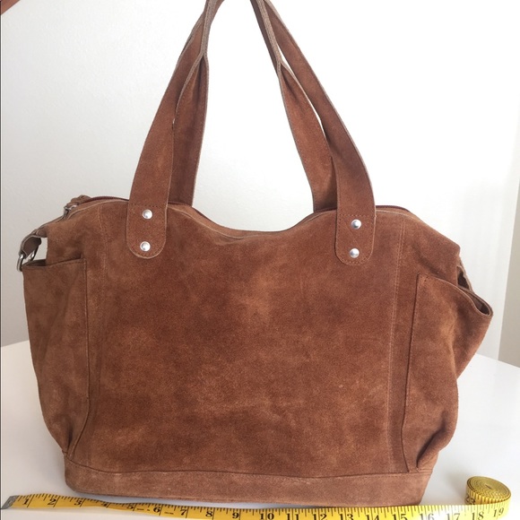 Suede Convertible Carryall with removable Clutch - Picture 1 of 8
